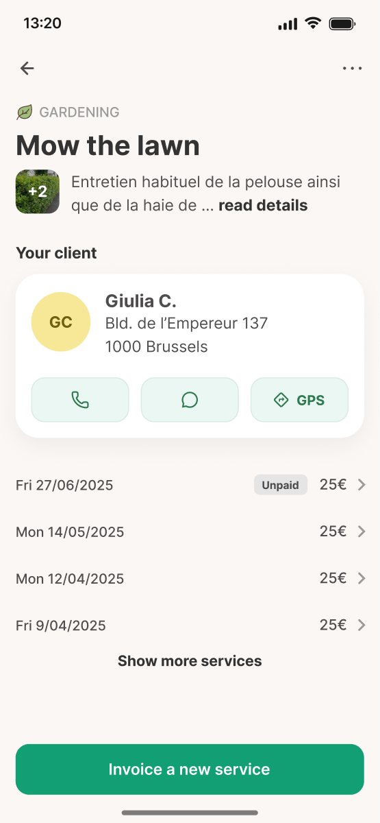 Recurrency — recurring booking, provider view