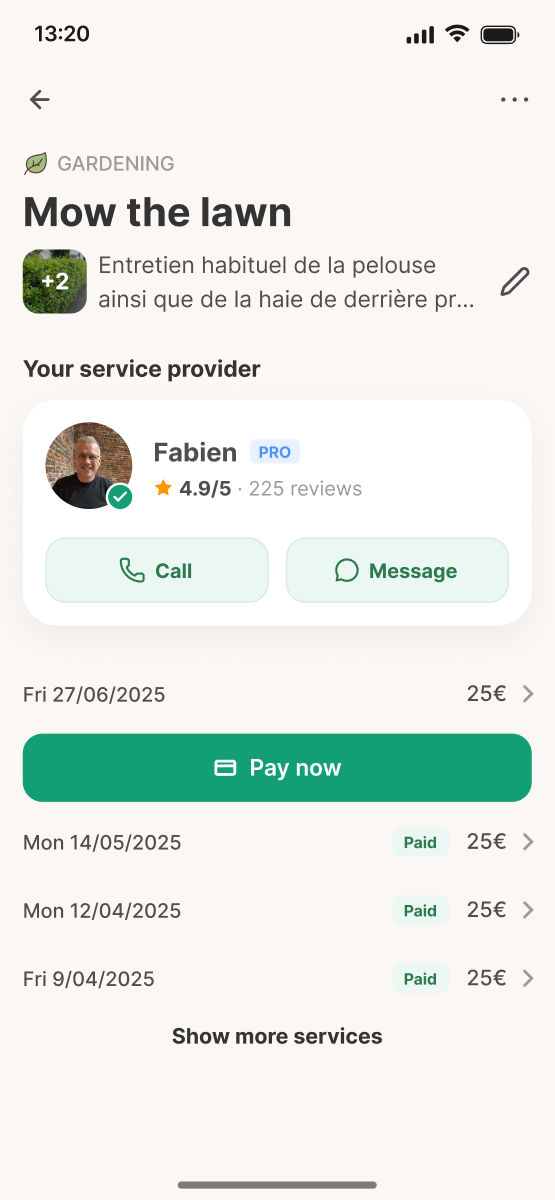 Recurrency — recurring booking, client view