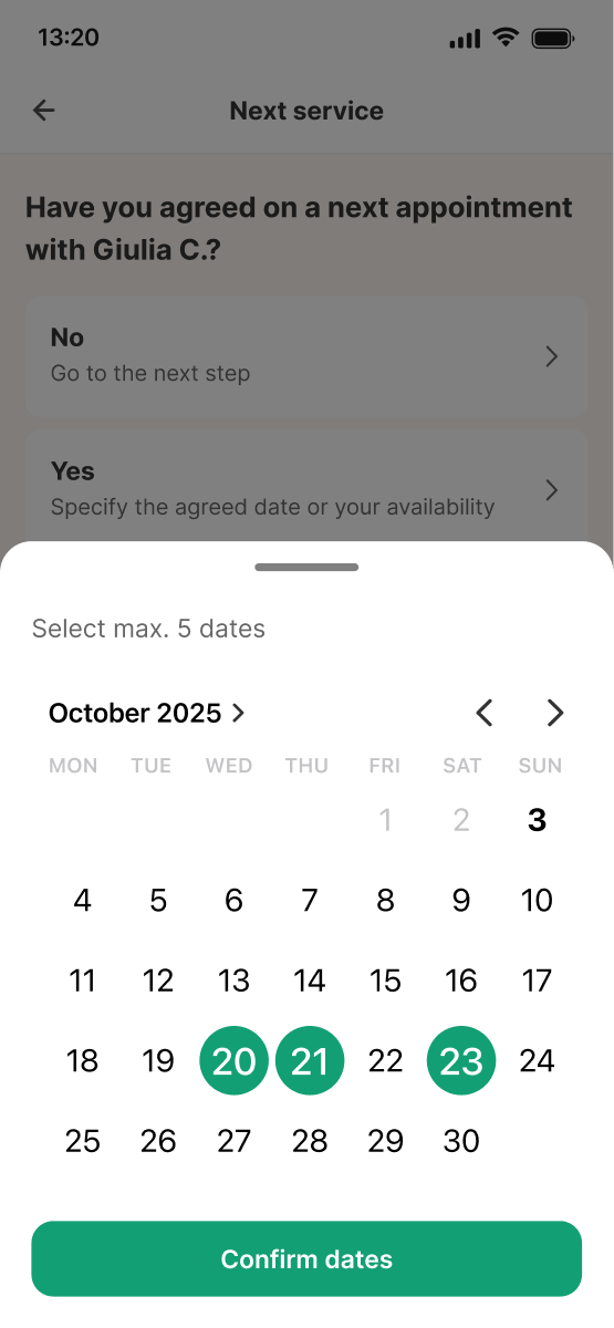 Recurrency — closing confirmation